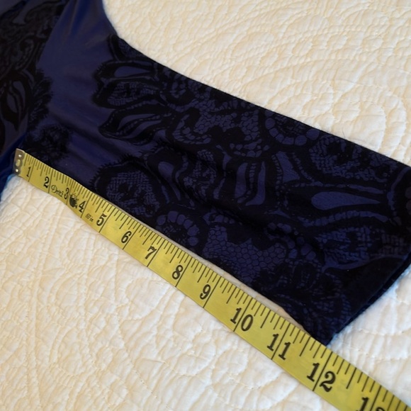 SOMA Sleep Shirt Gown 3/4 Sleeve Small Black Blue Print Soft Lightweight Lounge - Picture 10 of 16